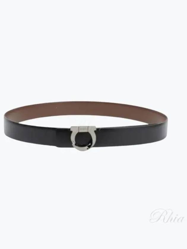 Gancini Reversible Leather Belt Black - SALVATORE FERRAGAMO - BALAAN 2