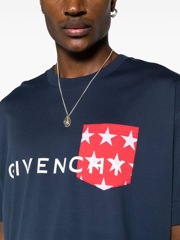 Logo Print Crew Neck Short Sleeved T-Shirt Blue - GIVENCHY - BALAAN 5