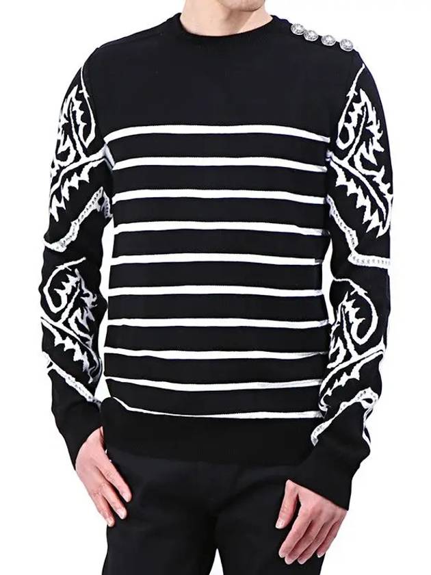 Striped pullover knit S8H 6176 M209 - BALMAIN - BALAAN 1