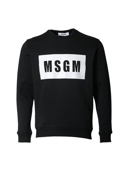 Box Logo Print Cotton Sweatshirt Black - MSGM - BALAAN 1