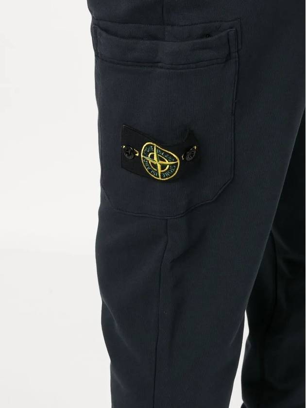 Men's Wappen Patch Cotton Fleece Track Pants Navy - STONE ISLAND - BALAAN 3