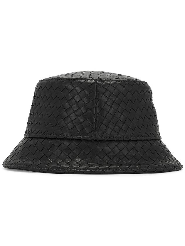 Intrecciato Leather Bucket Hat Black - BOTTEGA VENETA - BALAAN 3