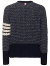 4 Bar Stripe Melange Effect Wool Knit Top Navy - THOM BROWNE - BALAAN 4