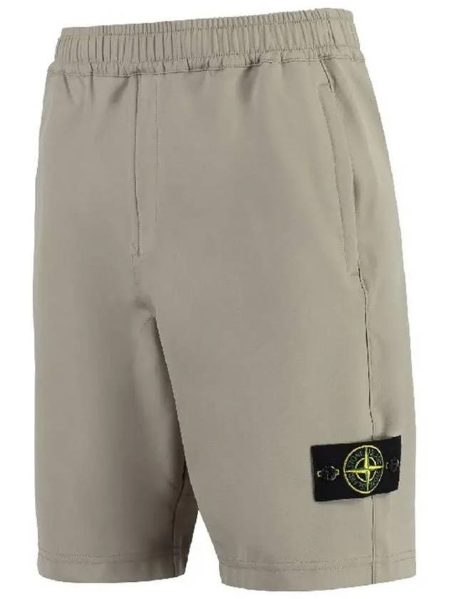 Stretch Nylon Badge Bermuda Shorts Dove Grey - STONE ISLAND - BALAAN 3