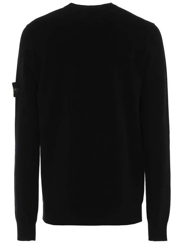 Stretch Wool Crewneck Knit Top Black - STONE ISLAND - BALAAN 4