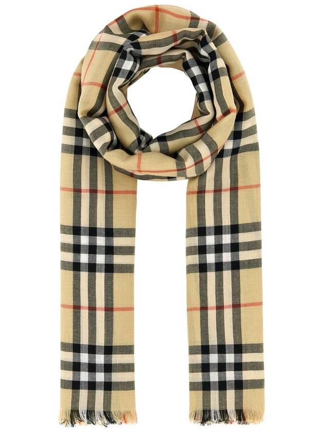 Check Cashmere Silk Scarf Sand - BURBERRY - BALAAN 2