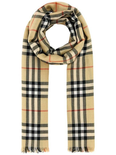 Check Cashmere Silk Scarf Sand - BURBERRY - BALAAN 2