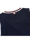 Women's Classic Pique Stripe V-Neck Cotton Tennis Dress Navy - THOM BROWNE - BALAAN 9