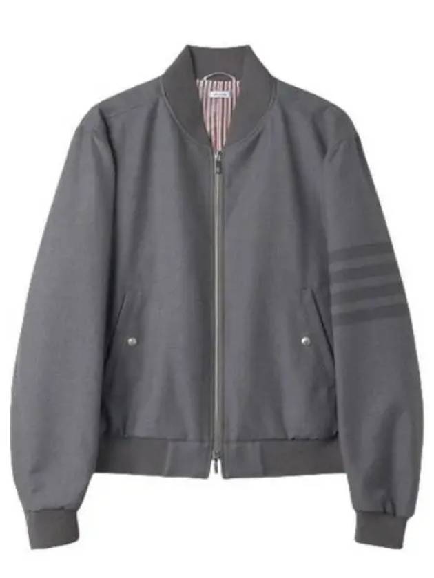 Men's 4 Bar Ribbed Knit Bomber Jacket Grey - THOM BROWNE - BALAAN 2