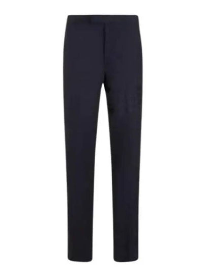 Diagonal Plain Weave Classic Wool Slacks Navy - THOM BROWNE - BALAAN 2