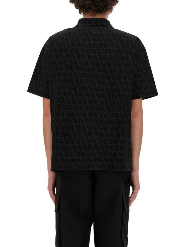 Toile Iconogrape Print Cotton PK Shirt Black - VALENTINO - BALAAN 4