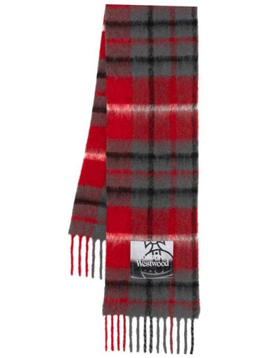 Tartan Check Alpaca Wool Muffler Red - VIVIENNE WESTWOOD - BALAAN 1