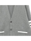 V-Neck Diagonal Armband Cardigan Grey - THOM BROWNE - BALAAN 5