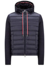 Logo Patch Down Hoodie Cardigan Navy - MONCLER - BALAAN 2