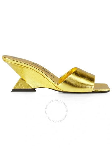 The Attico Ladies Gold Cheope 60 mm Metallic Leather Wedge Mules Brand Size 38 US Size 8 - THE ATTICO - BALAAN 1