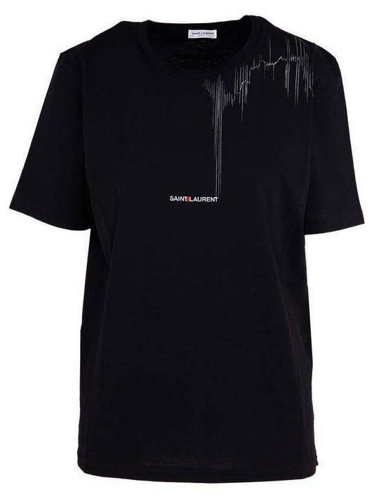 Rive Gauche Rock Logo Short Sleeve T-Shirt Black - SAINT LAURENT - BALAAN 1