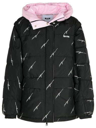 Nylon Down Cursive Logo Padding Black - MSGM - BALAAN 1