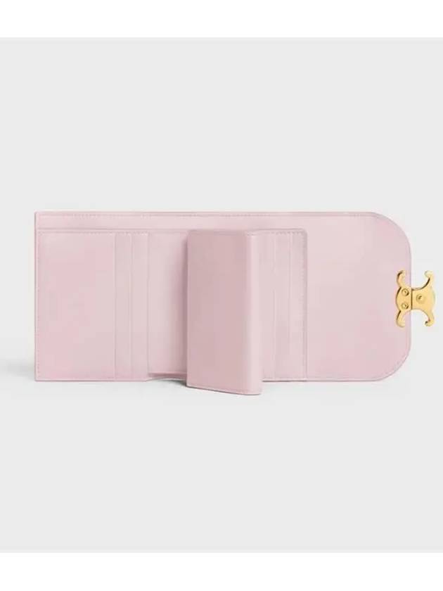 Triomphe Shiny Calfskin Small Flap Bicycle Wallet Pastel Pink - CELINE - BALAAN 5