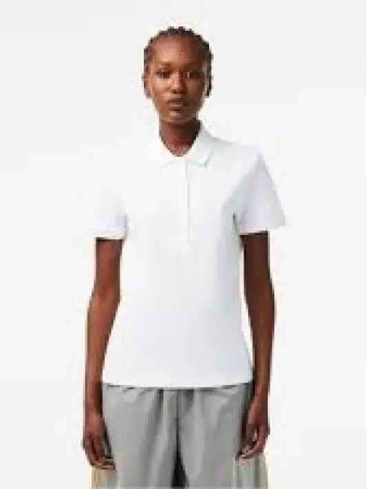 Women's Logo Stretch Cotton Short Sleeve PK Shirt White - LACOSTE - BALAAN 2