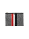 Men's Three Stripes Boiled Wool Stripe Zipper Document Holder Clutch Bag Medium Grey - THOM BROWNE - BALAAN 2