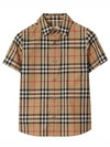 Kids Vintage Check Short Sleeve Shirt Beige - BURBERRY - BALAAN 2