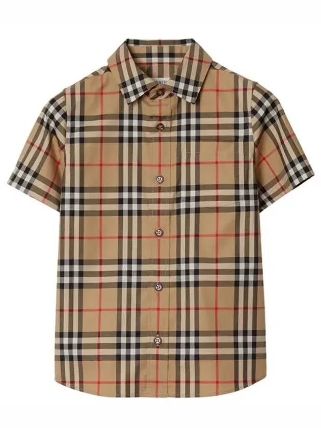 Kids Vintage Check Short Sleeve Shirt Beige - BURBERRY - BALAAN 2