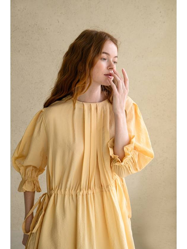 Caisienne pleated neckline strap long dress_yellow - CAHIERS - BALAAN 7