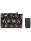 Pop Bouquet Print Logo Patch Large Pouch Bag Black - KENZO - BALAAN.