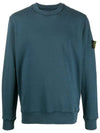 Garment Dyed Cotton Crewneck Sweatshirt Navy - STONE ISLAND - BALAAN 1