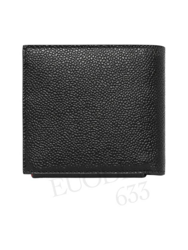 Caviar Leather Zipper Coin Pocket Bifold Half Wallet Black - THOM BROWNE - BALAAN 4