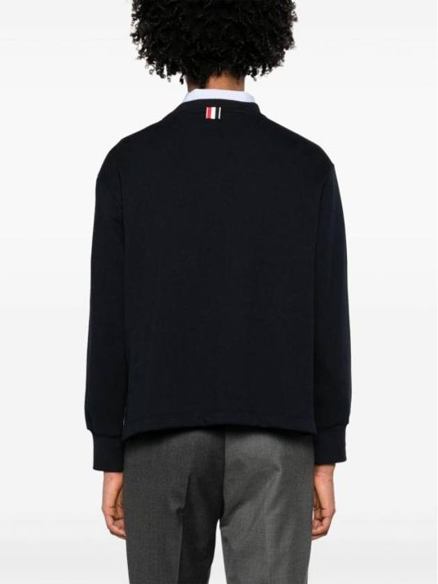 Loopback Hector Rose Oversized Crew Neck Cotton Sweatshirt Navy - THOM BROWNE - BALAAN 4