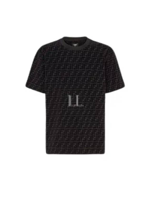 FF Logo Pique Short Sleeve T-Shirt Black - FENDI - BALAAN 2