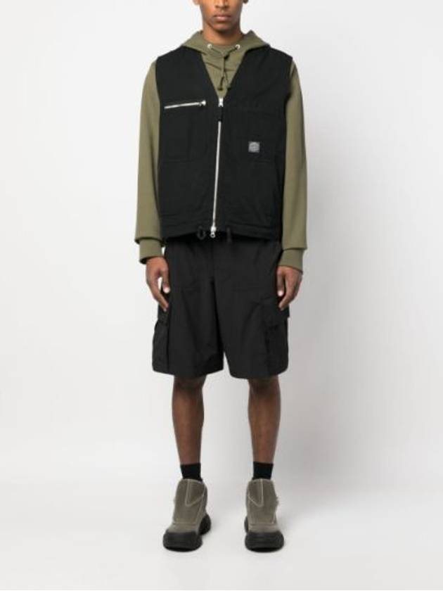 Cupro Cotton Twill TC Logo Patch Vest Black - STONE ISLAND - BALAAN 3