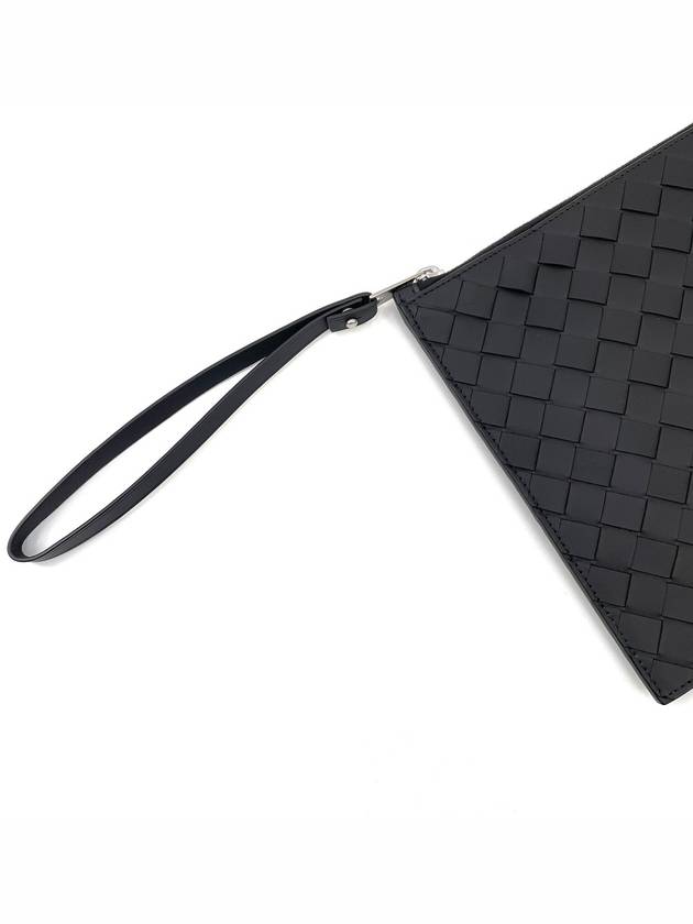 Intrecciato Strap Large Clutch Bag Black - BOTTEGA VENETA - BALAAN 4