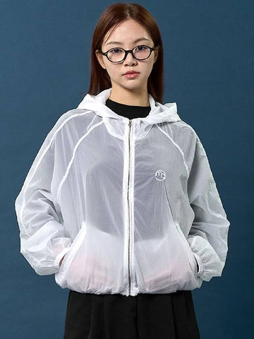 Skin Packable Hooded Jacket Women Windbreaker Jacket Jumper White MCSS24OT4WH - MACKY - BALAAN 1