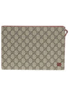 GG Supreme Canvas Clutch Bag Red Beige - GUCCI - BALAAN 2