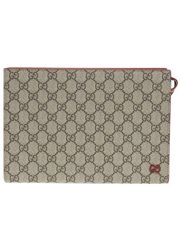 GG Supreme Canvas Clutch Bag Red Beige - GUCCI - BALAAN 2