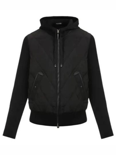 Wool Padded Zip-Up Hoodie Black - TOM FORD - BALAAN 2