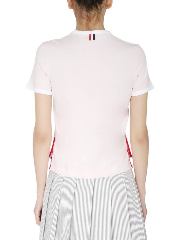 Asymmetric Hem Short Sleeve T-Shirt Pink - THOM BROWNE - BALAAN 7