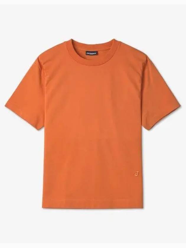 Women's Ava Mini Embroidered Logo Cotton Short Sleeve T-Shirt Orange - JACQUEMUS - BALAAN 2