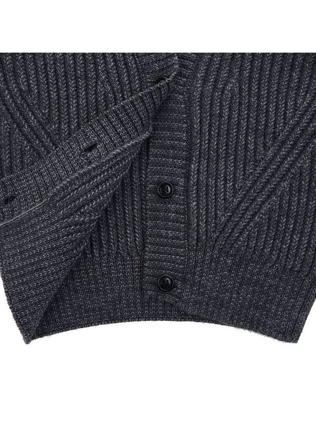 V-neck wool crop cardigan gray - AMI - BALAAN.