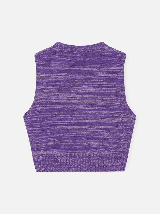 Logo Graphic Cropped Wool Vest Purple - GANNI - BALAAN 3