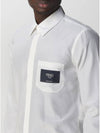 Men's Pocket Logo Patch Detail Long Sleeve Shirt White - FENDI - BALAAN 4