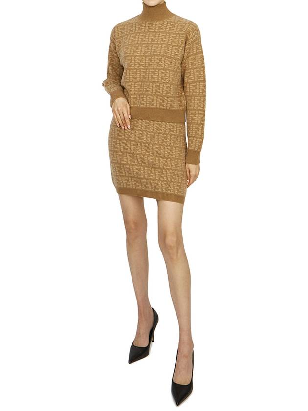 Cashmere H-Line Skirt Brown - FENDI - BALAAN 5