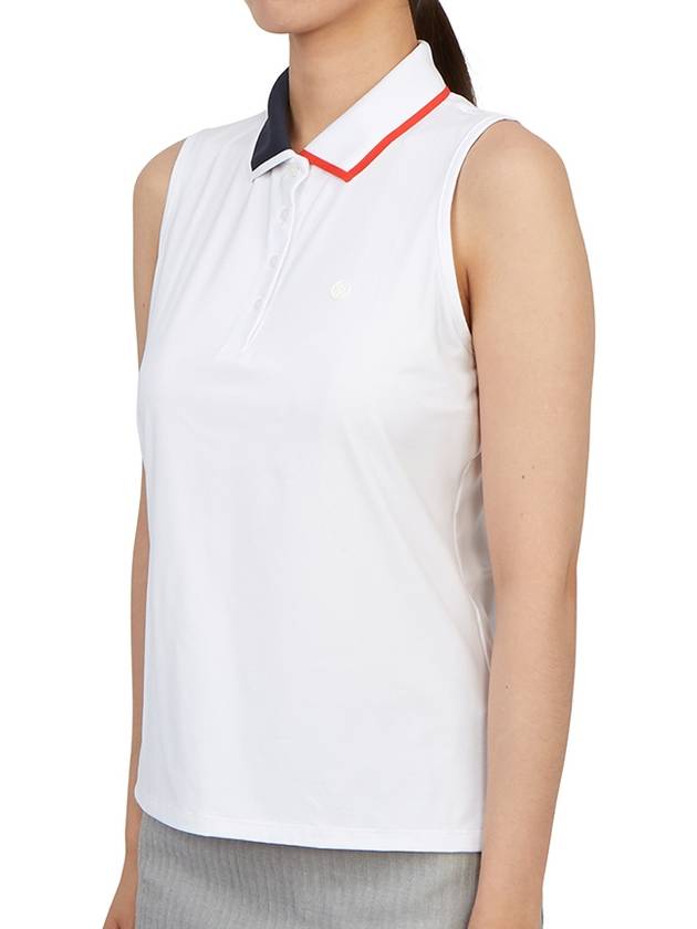 Women's Contrast Collar Silky Tech Nylon Sleeveless Polo Snow - G/FORE - BALAAN 3