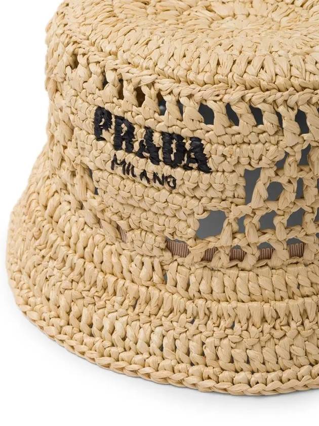 Crochet Lettering Bucket Hat Beige - PRADA - BALAAN 5