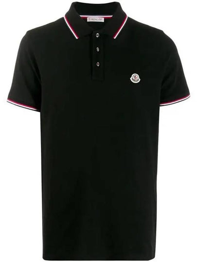 Small Logo Patch Short Sleeve Cotton Polo Shirt Black - MONCLER - BALAAN 2