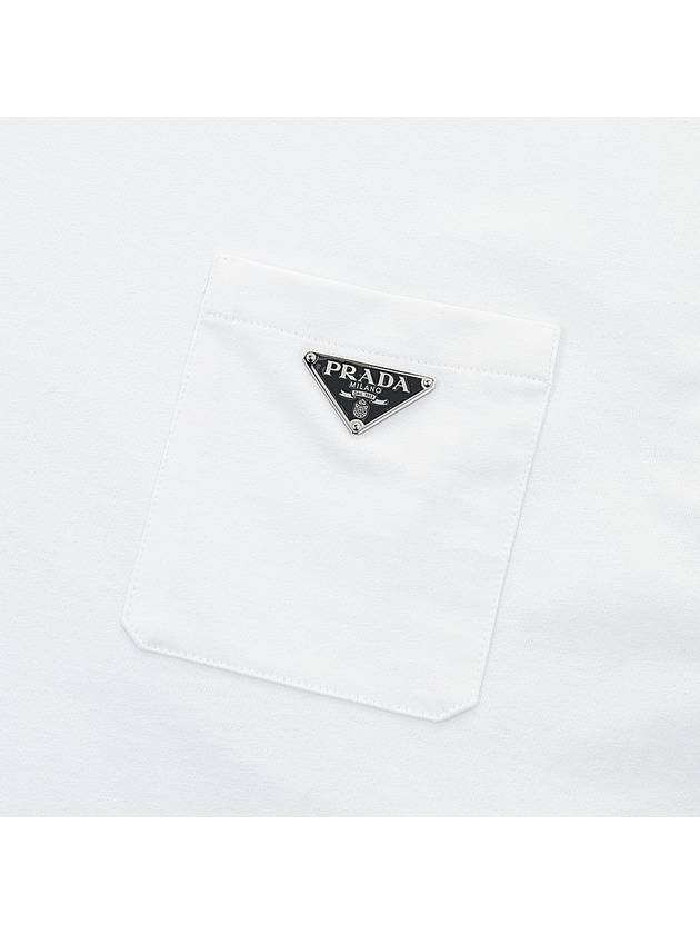 Triangle Logo Pocket Long Sleeve T Shirt White - PRADA - BALAAN 7