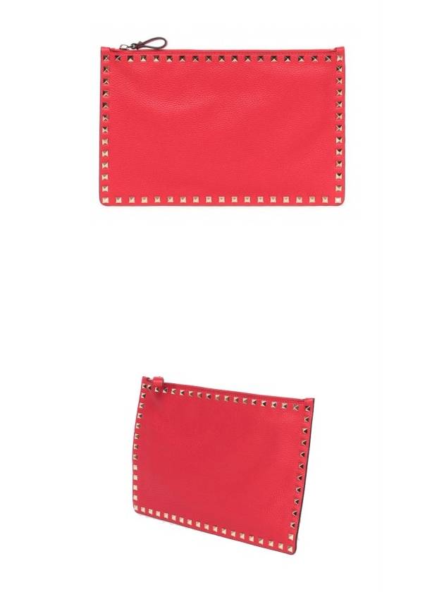 Rockstud Stampa Alce Clutch Bag Red - VALENTINO - BALAAN 5