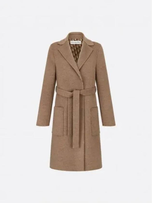 Belted Coat Brown Reversible Wool Internal Oblique - DIOR - BALAAN 2